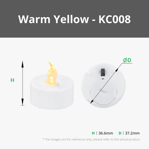 D37.2x36.6mm LED Flame Tea Light Candle Set