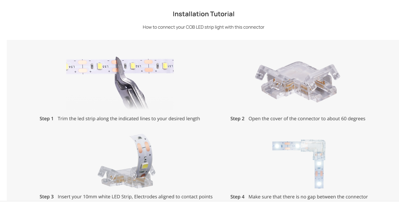 6500K White LED Light Strip/ Connectors