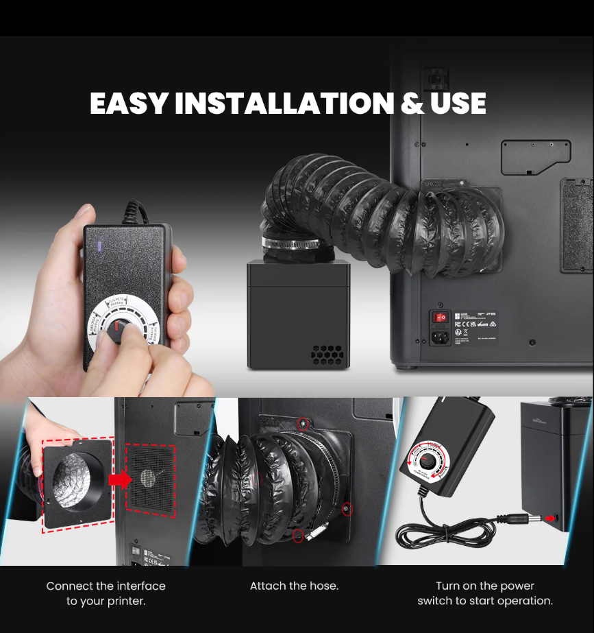 HEPA H13 and activated carbon filtration system for enclosed 3D printers