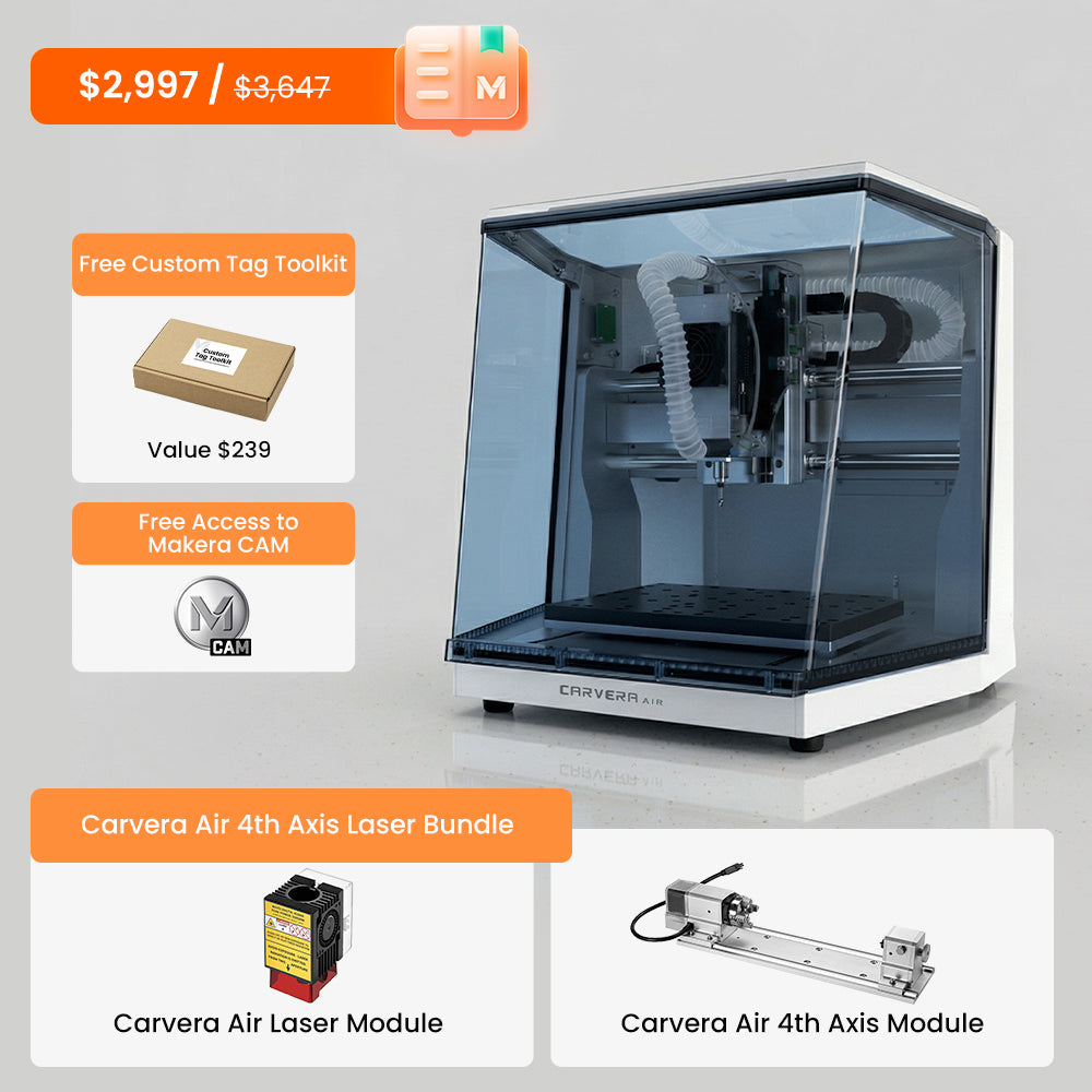Makera Carvera Air Desktop CNC Machine – Enclosed Smart CNC for Milling, PCB Making, Prototyping & Optional 4th Axis/Laser (Copy)
