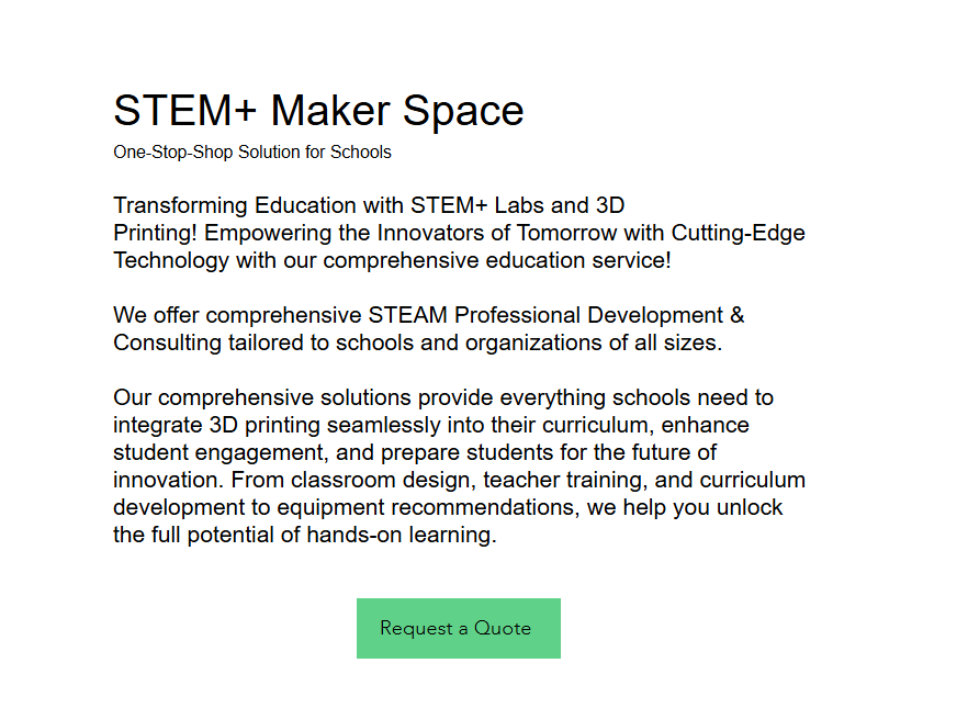 STEM+ Maker Space Request a Quote