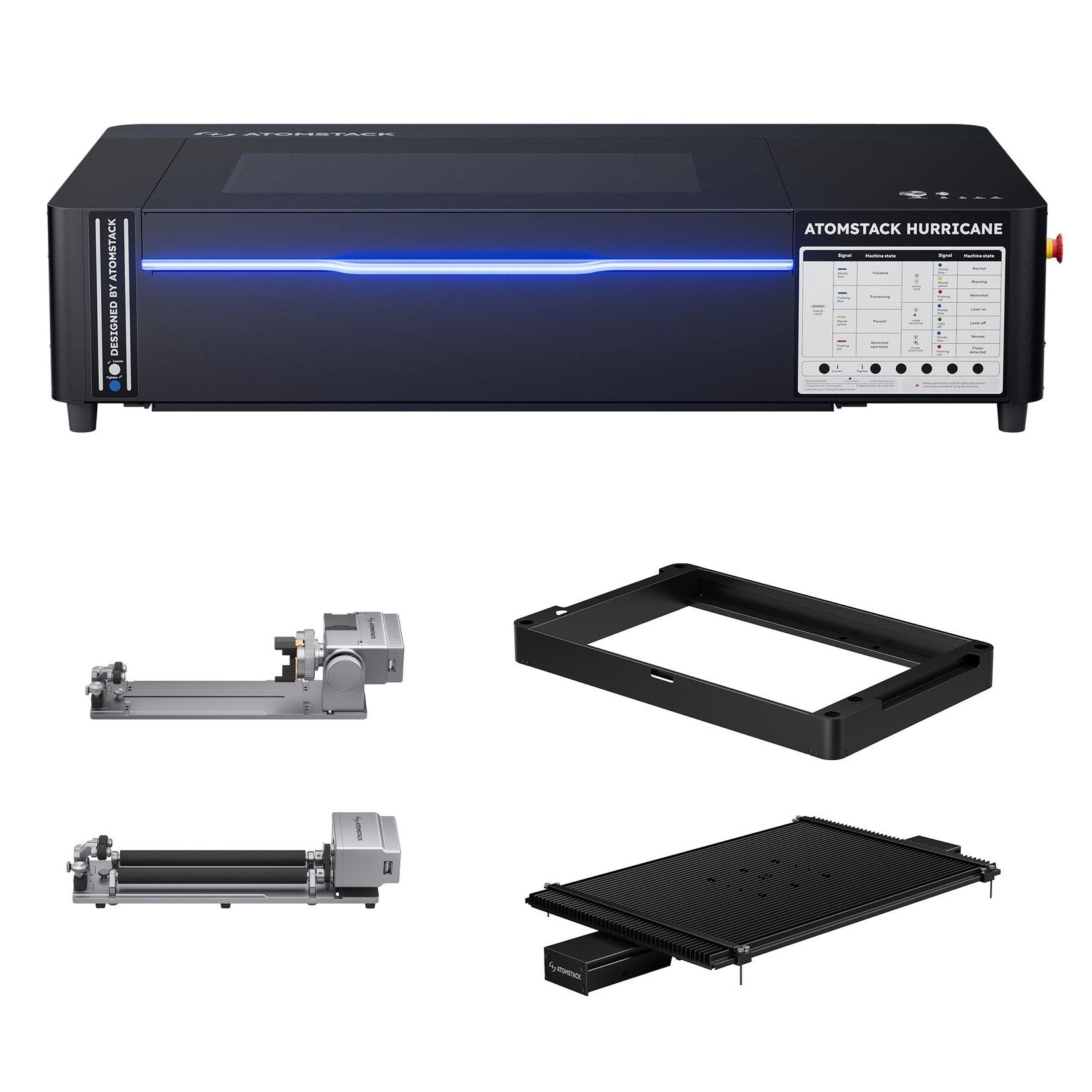 AtomStack Hurricane 55W CO2 Laser Cutter & Engraver | Enclosed Desktop Laser with Camera