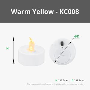 D37.2x36.6mm LED Flame Tea Light Candle Set