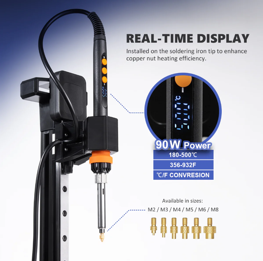 Professional Heat Insert Press Kit Nutopress Pro — Precision Heat-Set Insert Tool for 3D Printed Parts