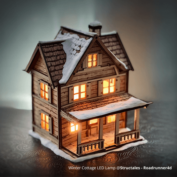 Winter Cottage LED Lamp