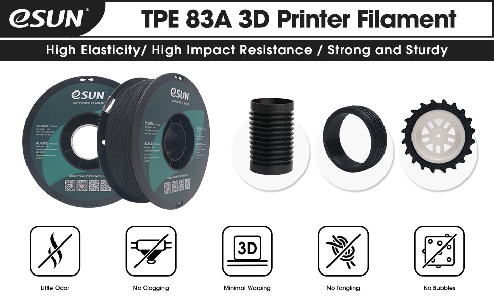 eSUN TPE-83A 1.75mm 3D Filament 1KG image 2
