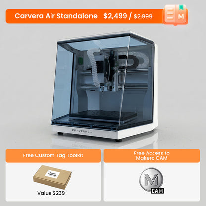 Makera Carvera Air Desktop CNC Machine – Enclosed Smart CNC for Milling, PCB Making, Prototyping & Optional 4th Axis/Laser