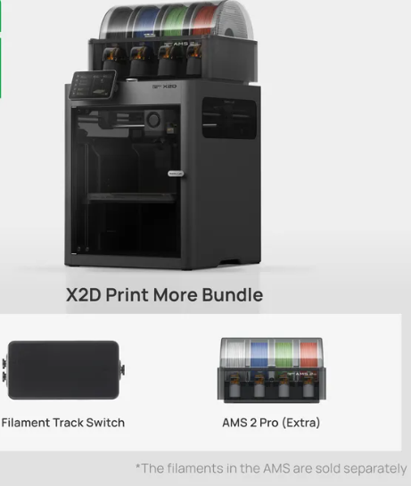 Bambu Lab X2D AMS Combo Dual-Nozzle 3D Printer | Multi-Material, AI Monitoring, Heated Chamber